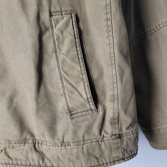 Levi's Sherpa Lined Utility Jacket Men's XL Khaki Green Canvas Zip Outdoor Coat - Picture 10 of 14
